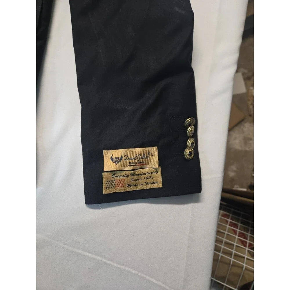 NWT Daniel Gallotti Mens Black Super 160s Wool Blazer IT54 Long Slim Fit Jacket